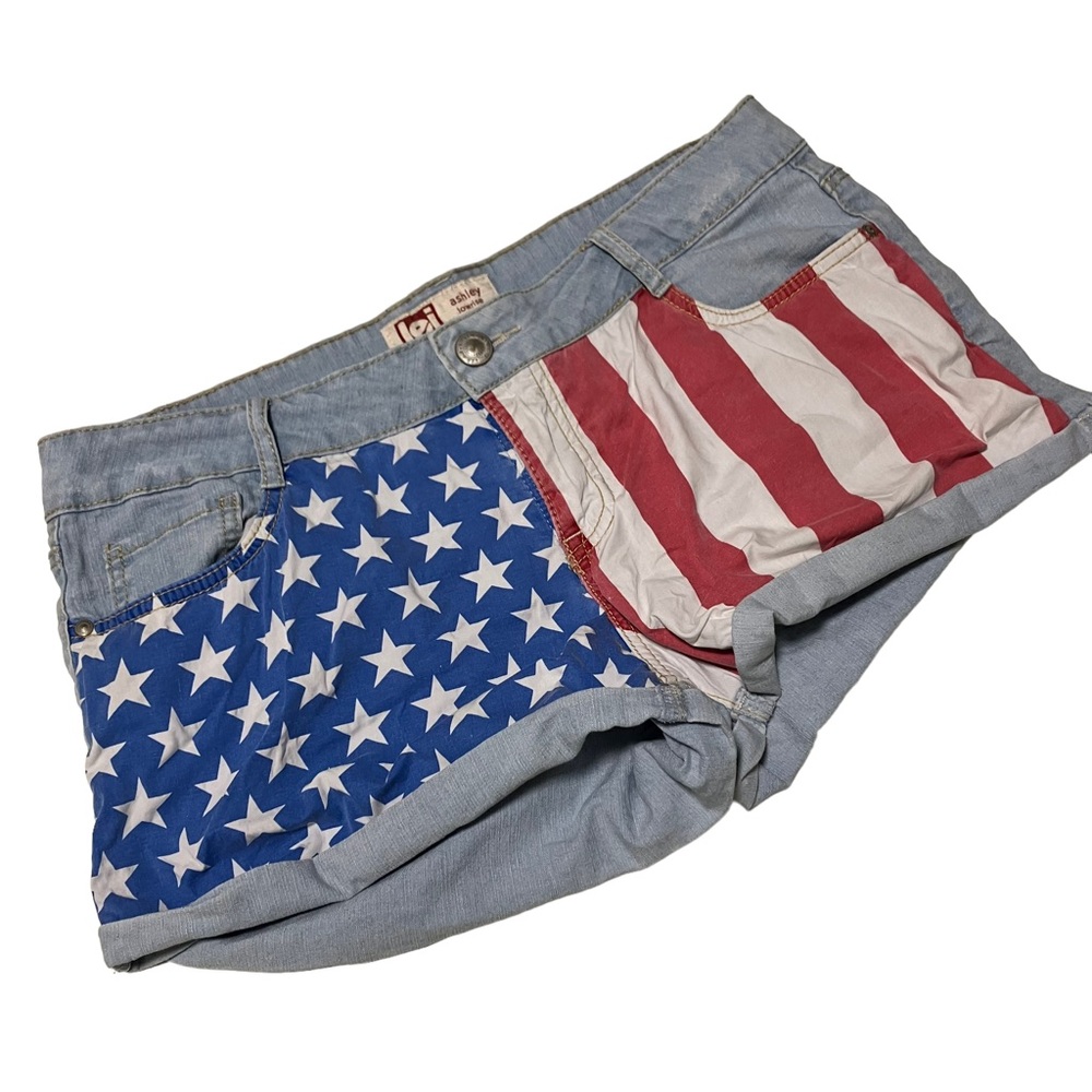 lei Women's Denim Shorts in Red, White & Blue Stars and Stripes